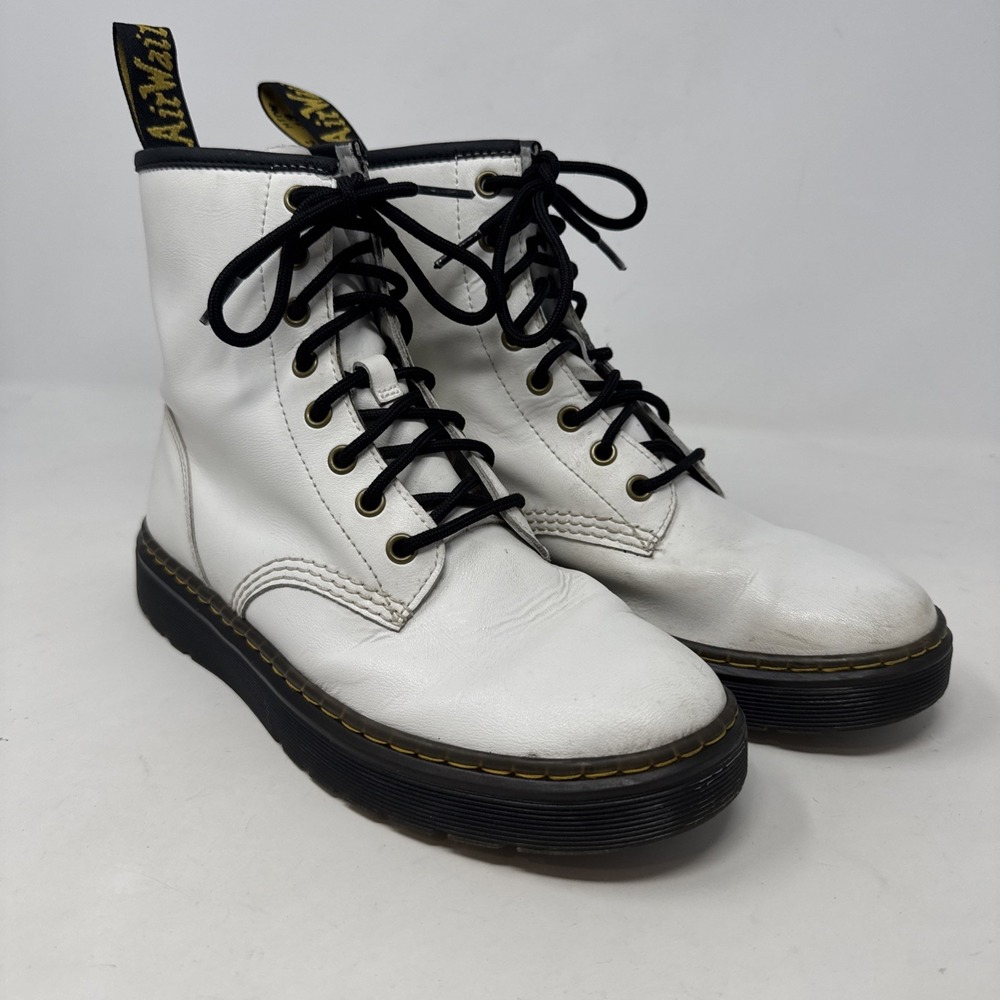 Doc Martens‎ White Zavala Combat Lace-up Ankle Boots AW004 Women's Size US 8